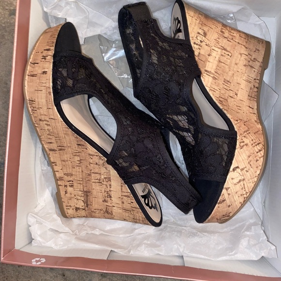 Fergalicious Shoes - NWT Black Lace Wedges by Fergie